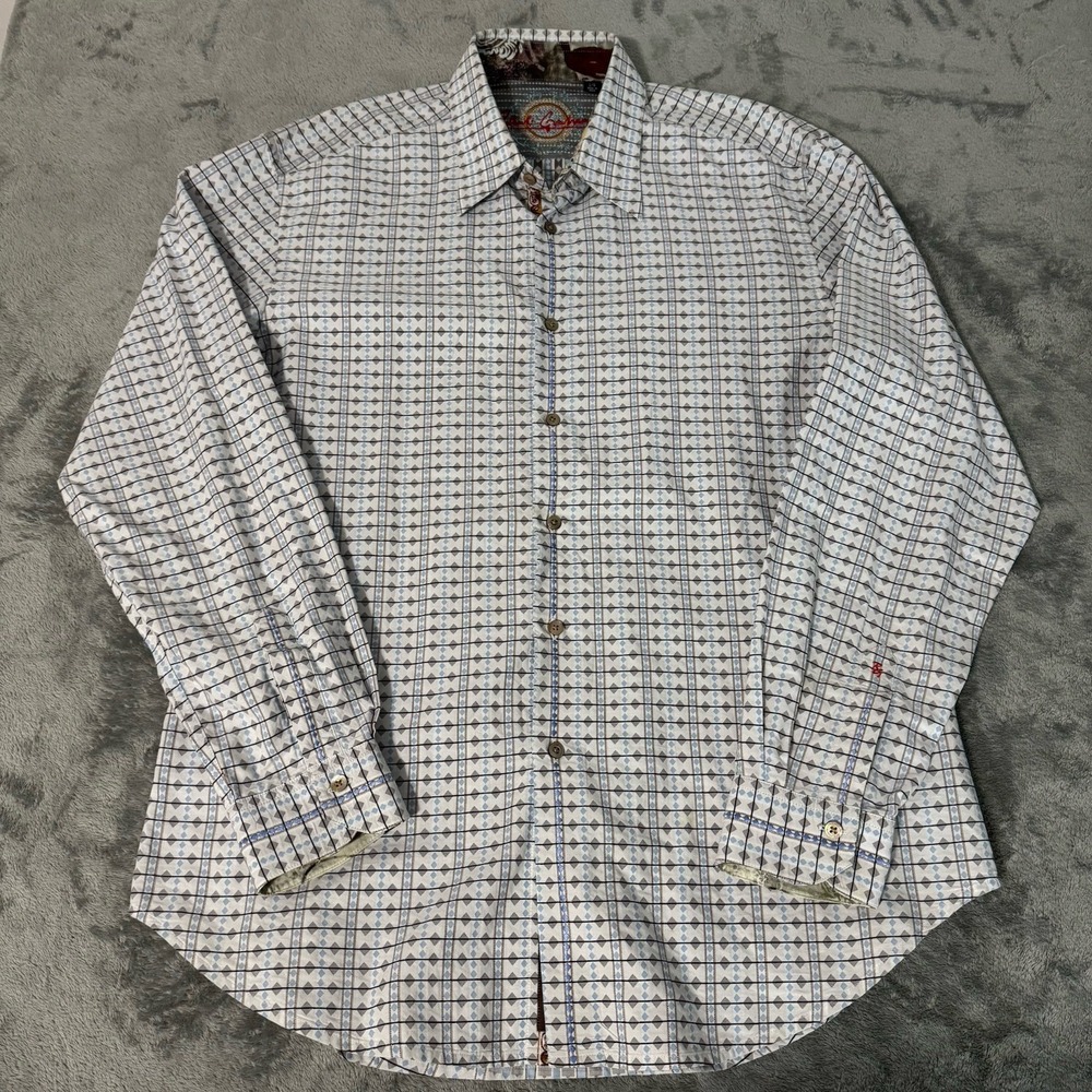 Robert Graham Flip Cuff Shirt Mens L Striped Colorful‎ Button Dress Long Sleeve